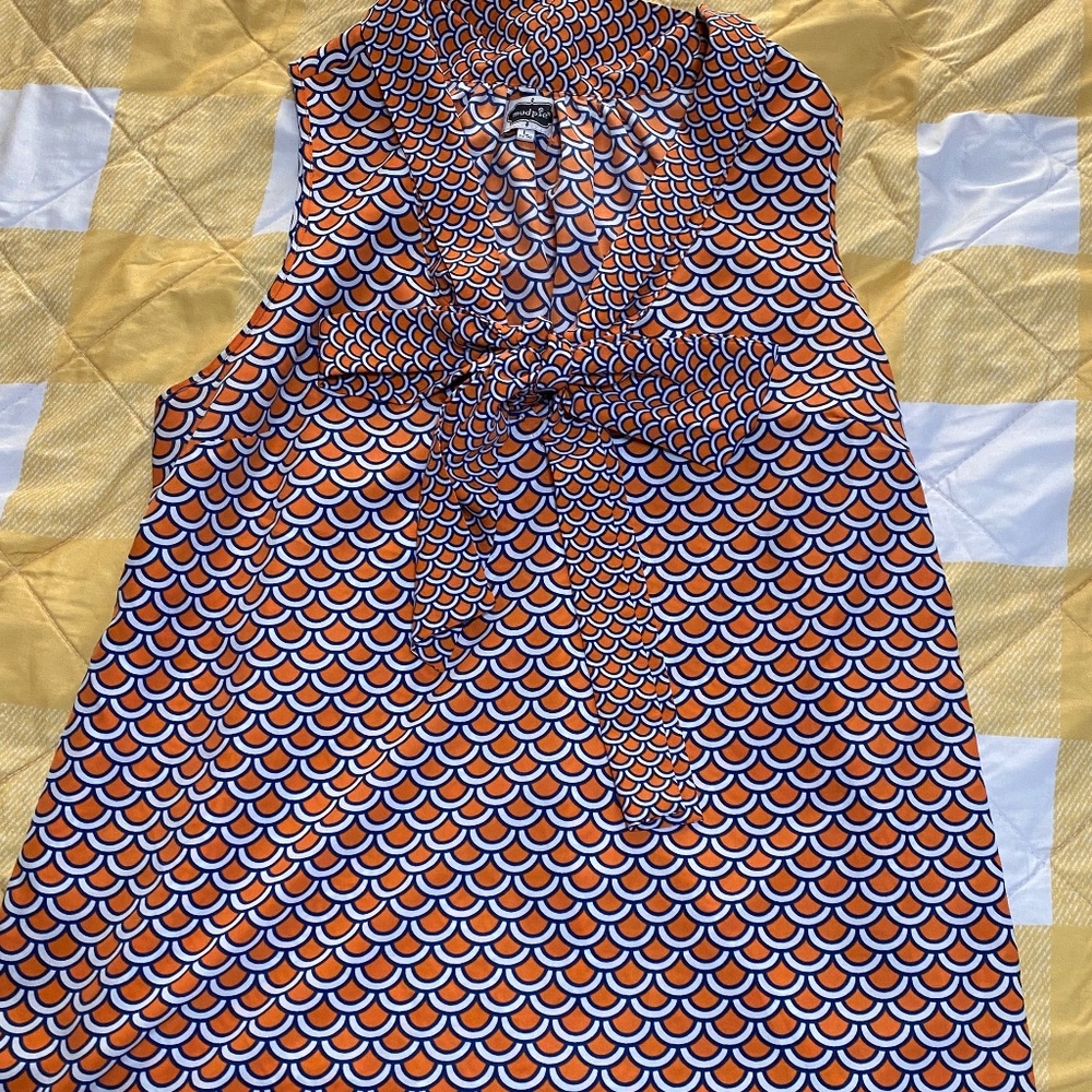 MudPie Women Bell Sleeveless Orange Blouse Tunic  Large